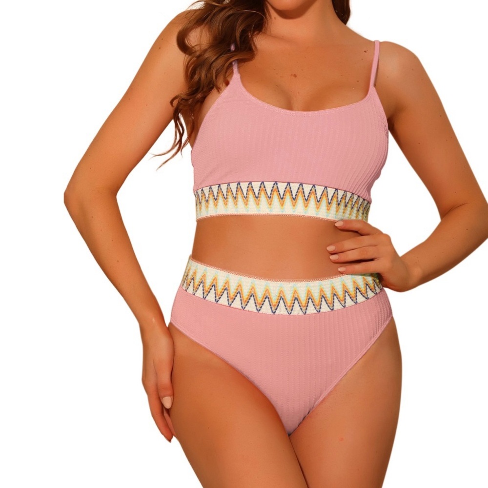 Elerevyo Women's Ribbed High Waist Bikini Swimsuit